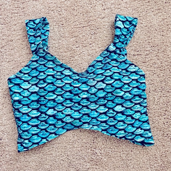 Fin Fun Girls Tidal Teal Mermaid Bikini Top - Picture 1 of 3